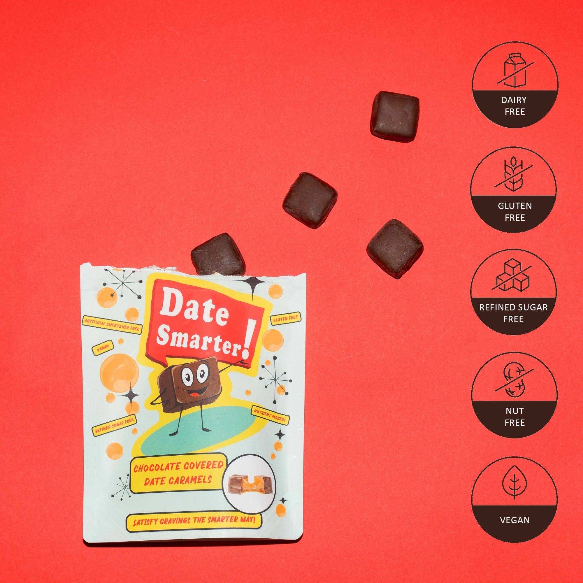 Date Smarter! - Vente Friandises enrobées de chocolat - Caramels aux dattes enrobées de chocolat - Boîte de 123