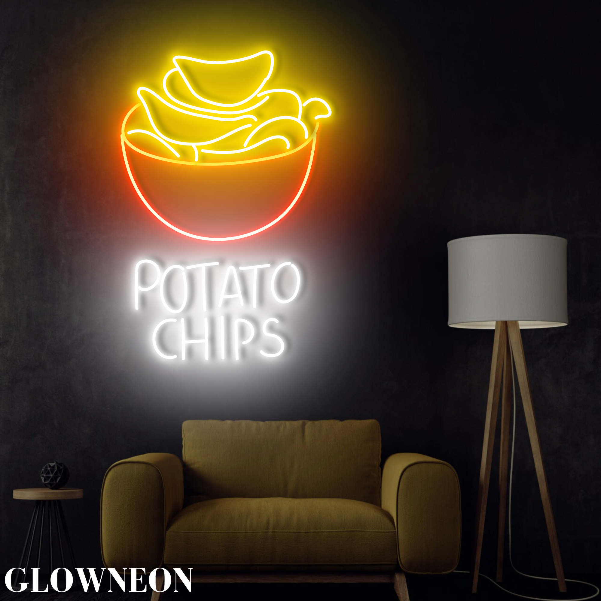Glow Neon - Wholesale Neon Sign - Potato Chips Neon Decor, Potato Chips Store Wall Led Hanging3
