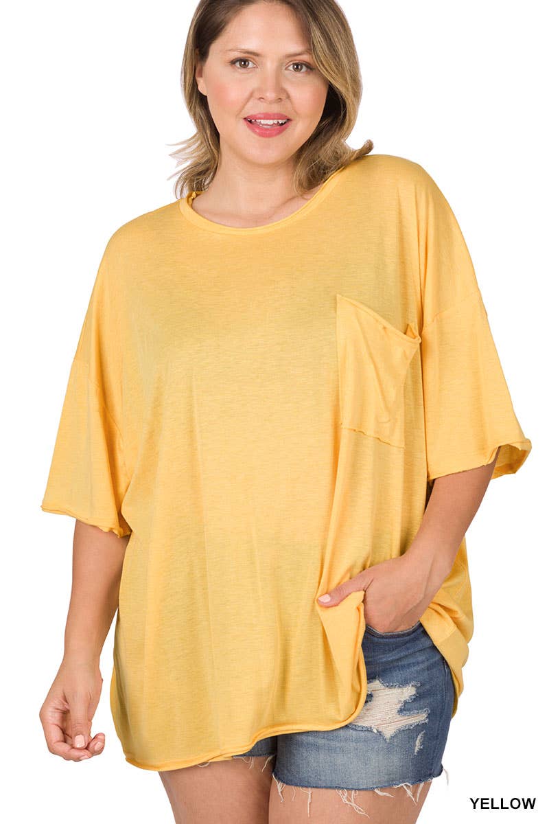 42POPS – Engroshandel T-shirt – til kvinder – 42POPS Plus Oversized boyfriend t-shirt med rå kanter8