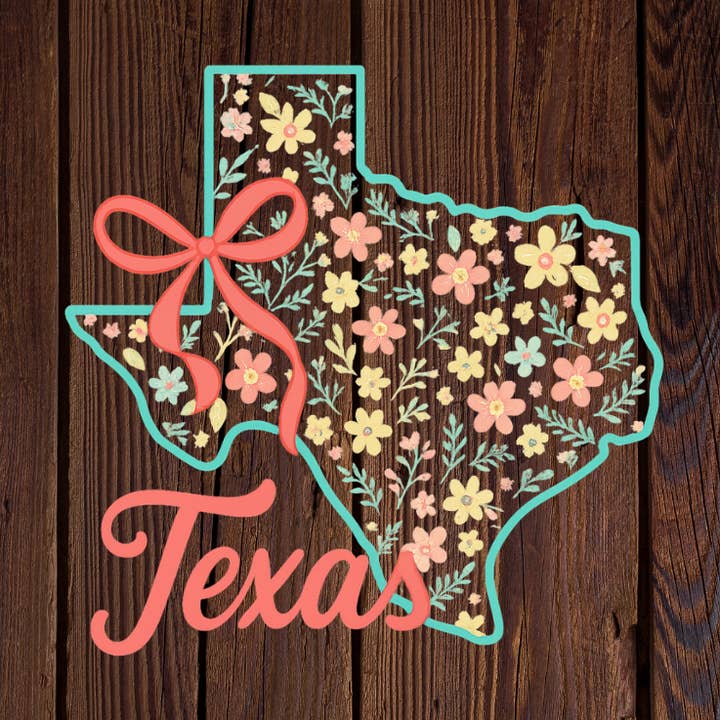 State of Texas Floral Sticker for wholesale by Kase Wear
