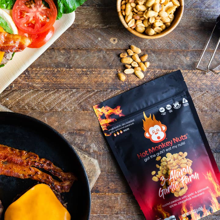 Hot Monkey Nuts - Wholesale Nuts - 3-Alarm Garlic Parm2