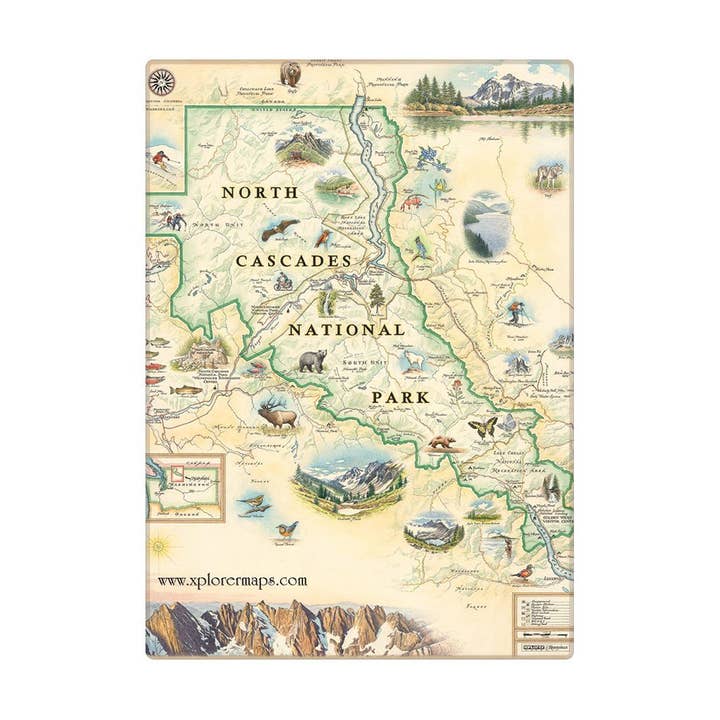 North Cascades National Park Map Magnet for wholesale by XPLORER MAPS