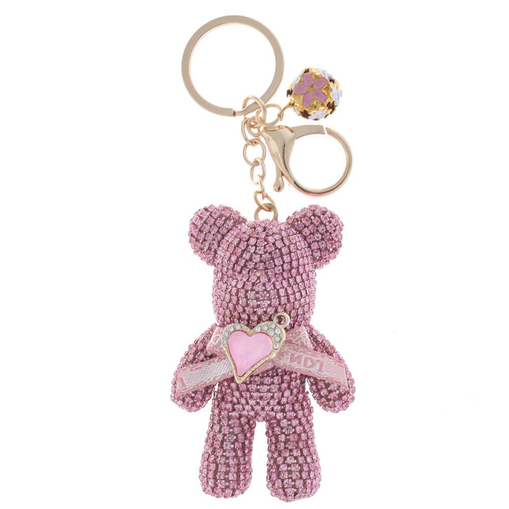 JOIA ACCESSORIES - Wholesale Keychain - Women's - RHINESTONE BEAR BAG CHARM KEYCHAIN, LVKL 1350