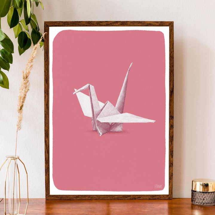 Poster d'arte giapponese Origami Swan Decorazione da parete per la vendita all'ingrosso da parte di le murmure des murs