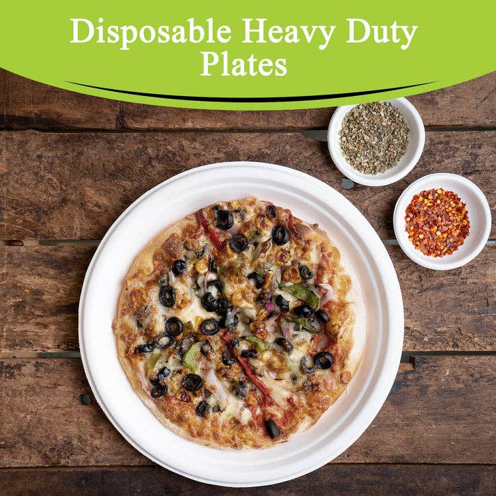 Three Leaf Products - Vente Assiette jetable - Assiette ronde en bagasse à trois feuilles de 10", 500 unités.5