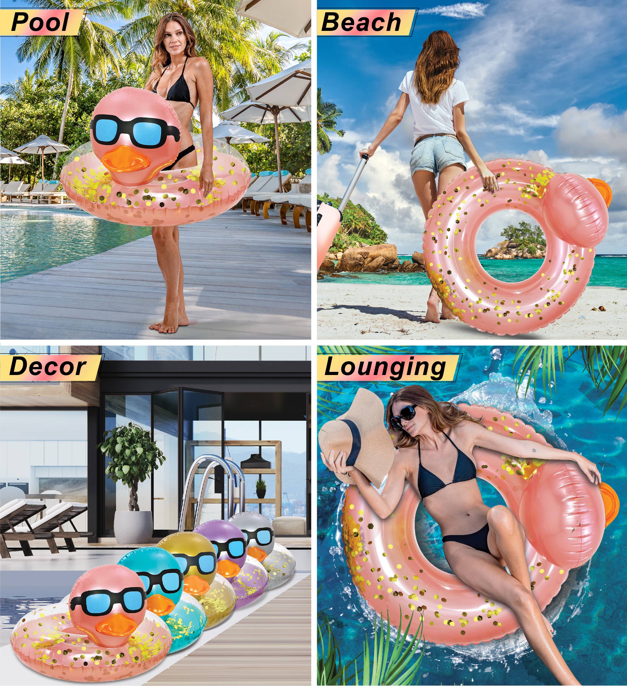 Cota Global - Wholesale Inflatables - Pool Float - Duck Pool Tube - Rose Gold2