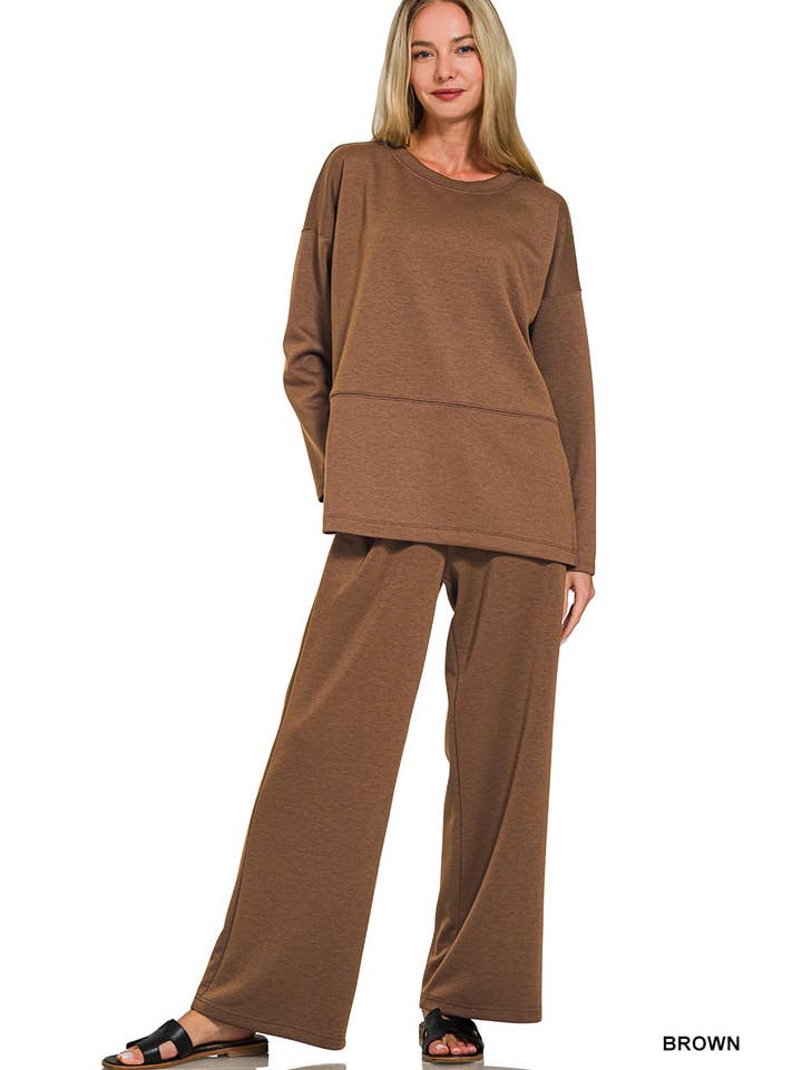 42POPS - Wholesale Lounge Set - Women's - ...1024 Scuba Side Slit Top & Pants Set SI-289687