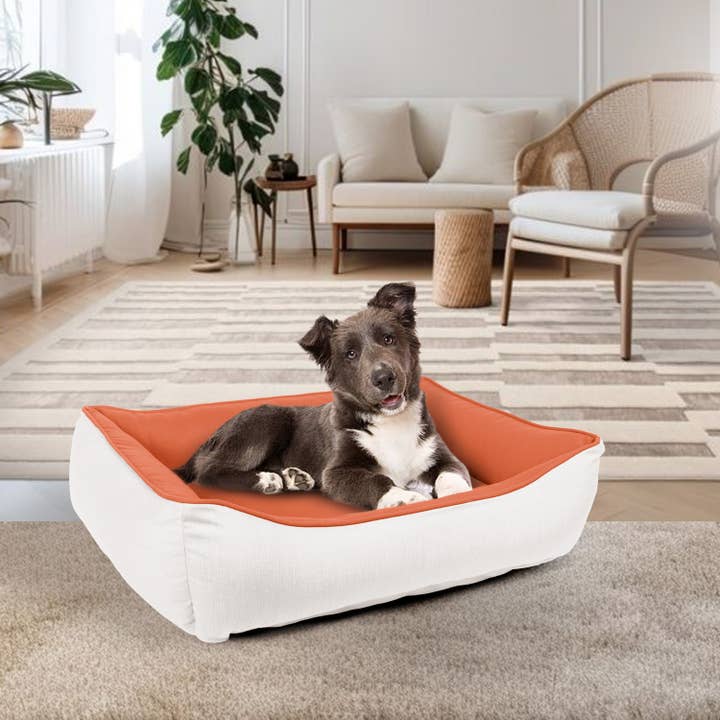 Sunbrella Outdoor/Indoor Rectangle Cuddle bed w/ bumper bed for wholesale by Sherry Kline Pet Beds