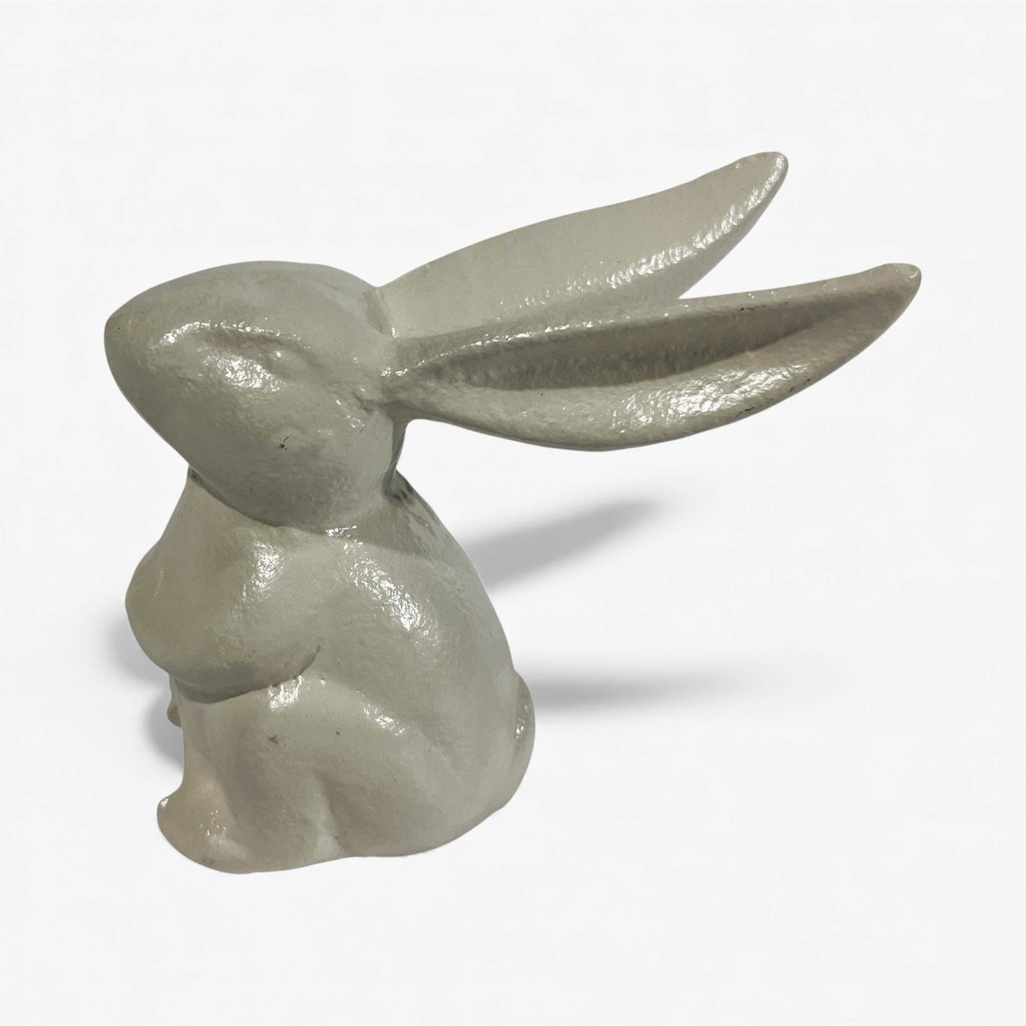 Iron & Blossom – wholesale Dekorativ statyett – Kaninstaty i gjutjärn kräm trädgårds- eller inredningsdekoration6