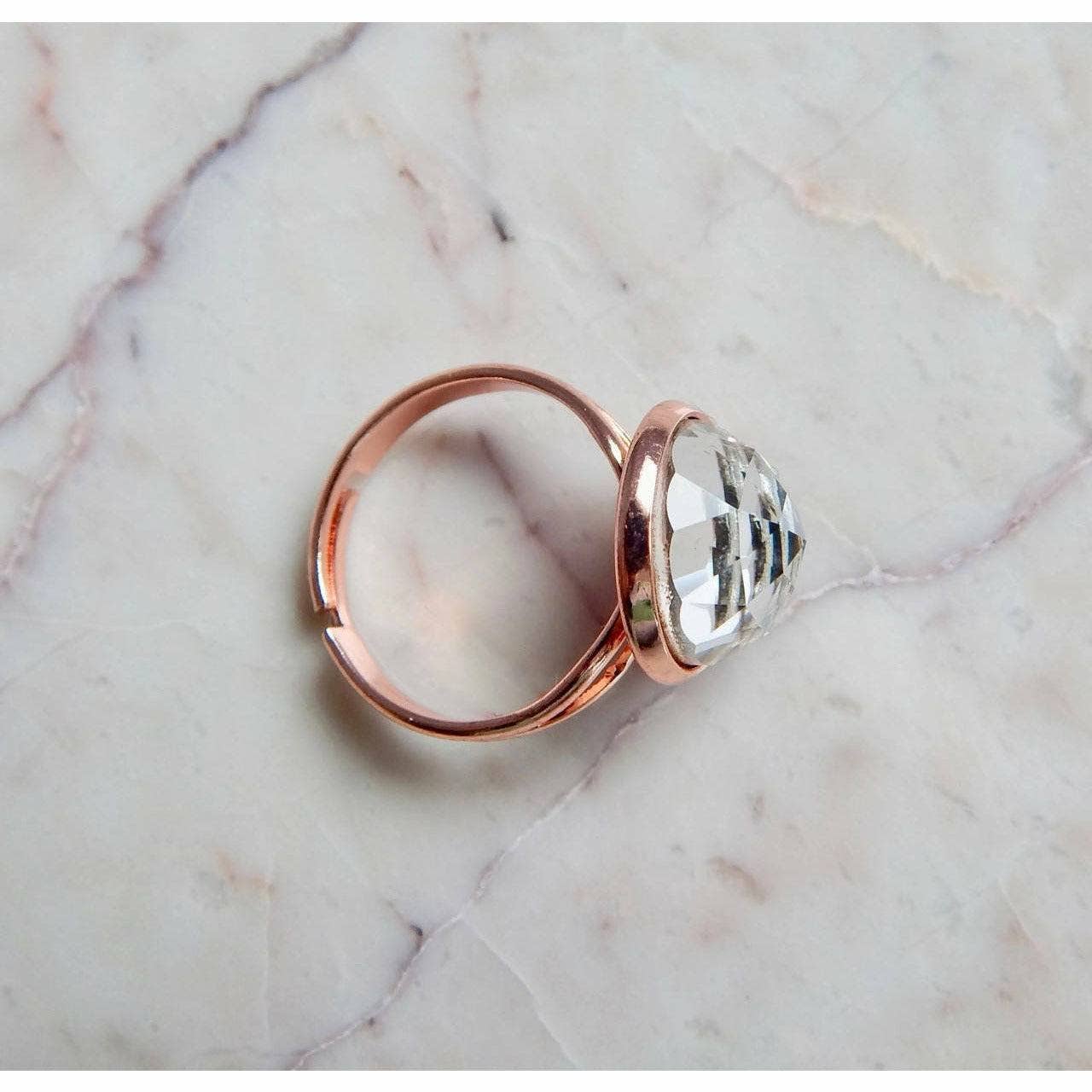 Love Your Bling® - Wholesale Single Stone/Solitaire Ring - Clear crystal ring on rose gold1