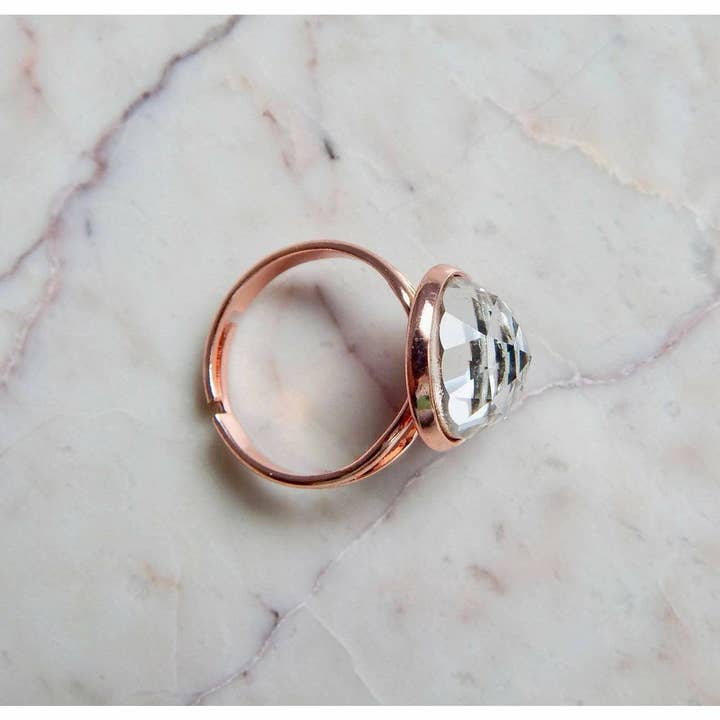Love Your Bling® - Wholesale Single Stone/Solitaire Ring - Clear crystal ring on rose gold1