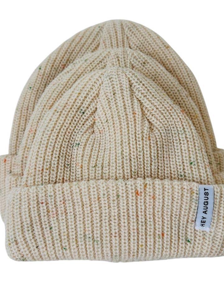 Thick knit beanie in Cream Speck for wholesale by HEY AUGUST CO
