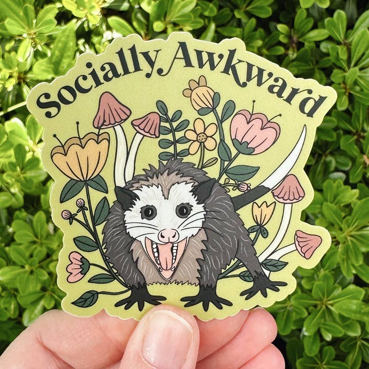 Awkward Possum Sticker, Opossum Sticker for wholesale by Remember November, Inc