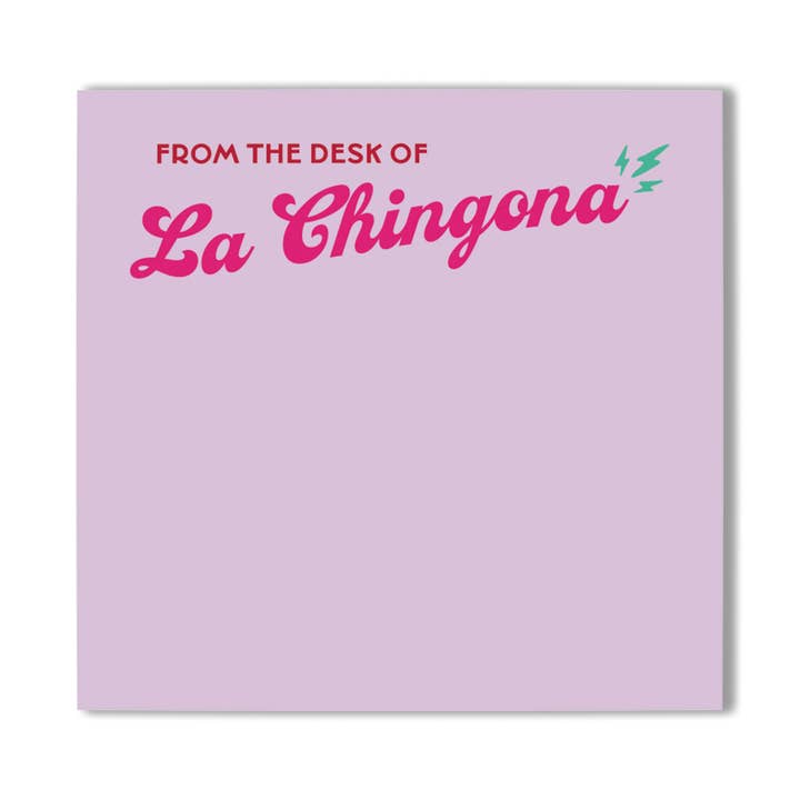 From the Desk of La Chingona Sticky Notes in Purple for wholesale by Jungle Red Studio