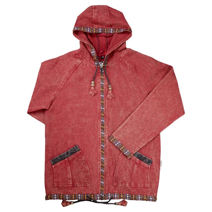 rode jas etnische bies tussenseizoenjas katoenen poncho mantel voor wholesale door Tribal Trade GmbH