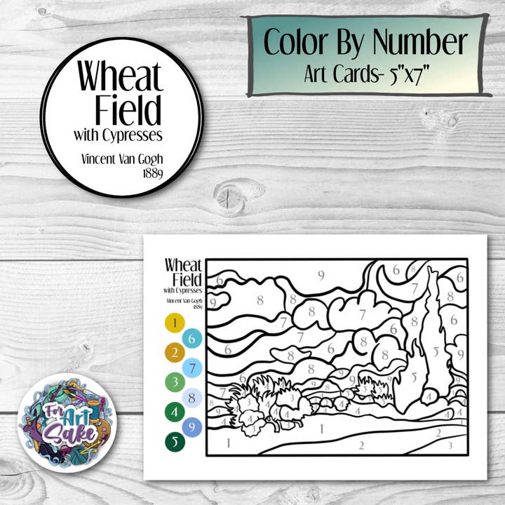 The Wheat Field- Van Gogh : Color By Number Art Card (Copy) for wholesale by For Art Sake Stickers