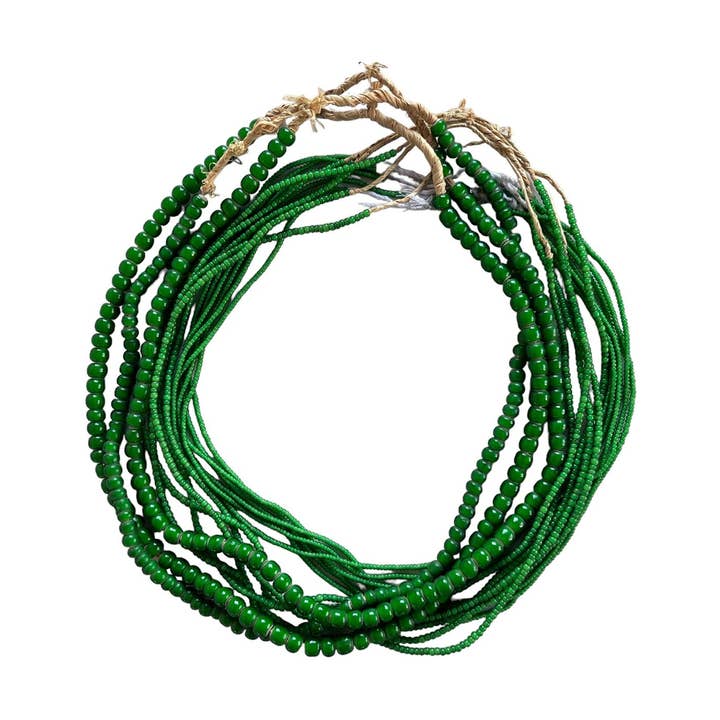 White Heart Glass Bead Green for wholesale by Blue Ocean Traders