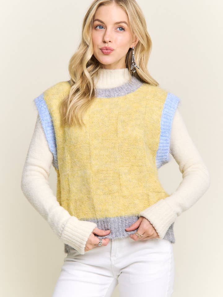 GILET IN MAGLIA A BLOCCHI DI COLORE TESTURIZZATO-CESW4157 per la vendita all'ingrosso da parte di ADORA LA