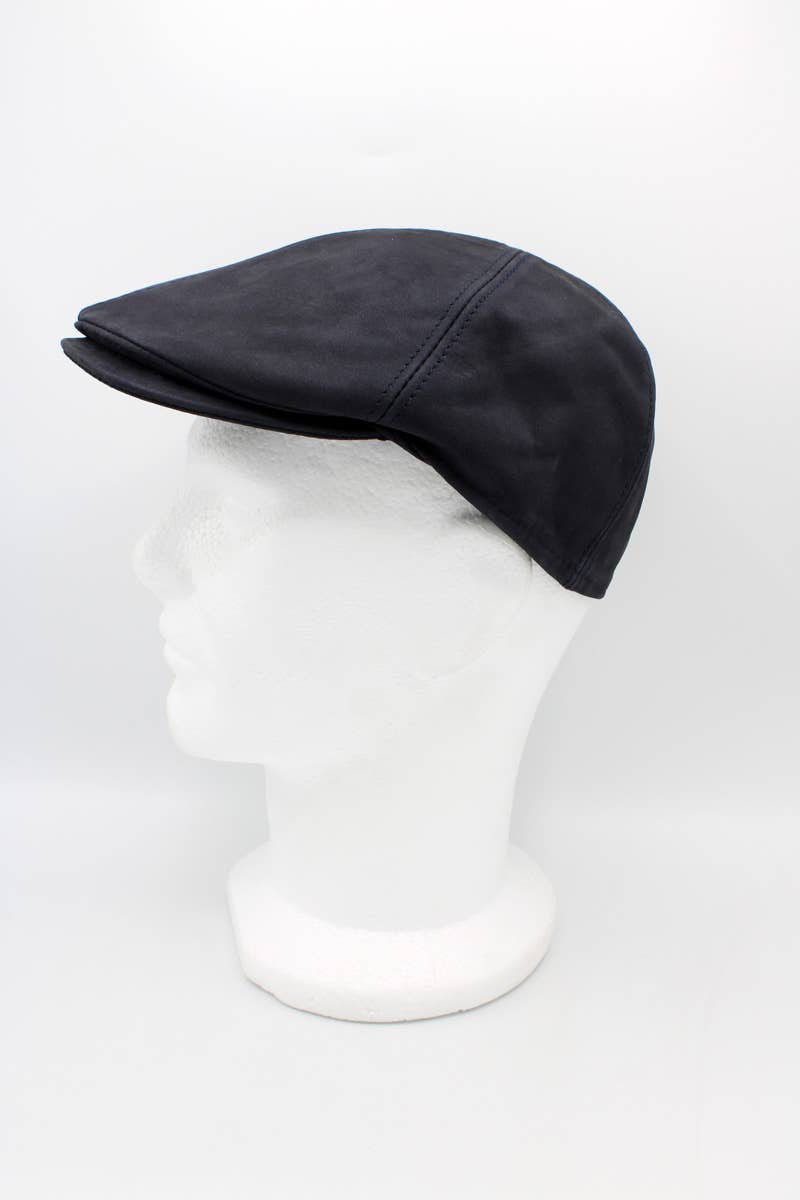 Hologramme Paris - Wholesale Newsboy/Schoolboy Hat - Men's - 18260 Leather Cap - Navy1