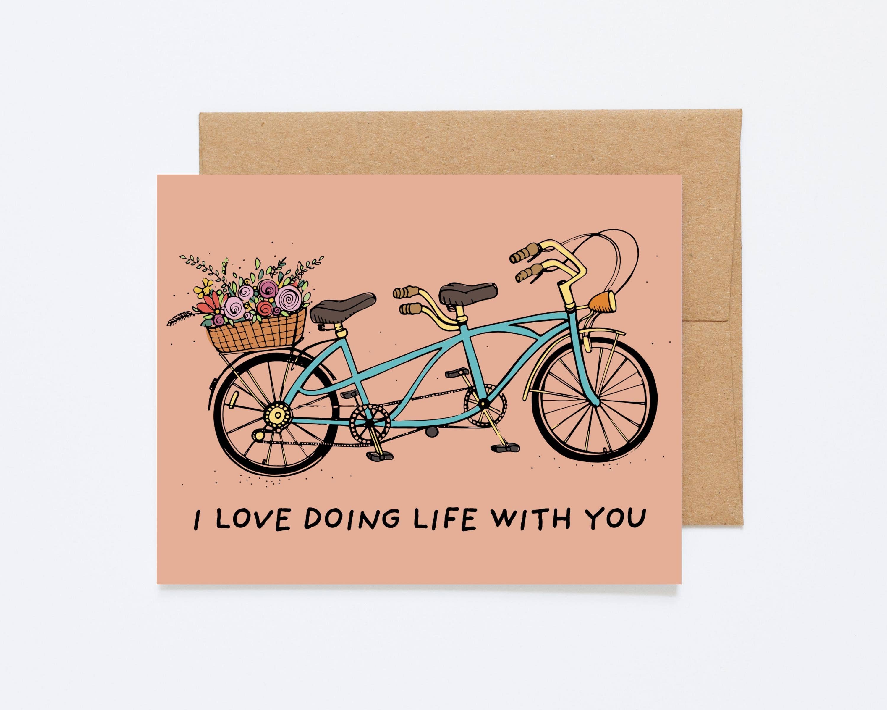 Howdy Partner Paper Goods - Wholesale Love Card - Tandem Love - Romantic Greeting Card - Blank Inside1