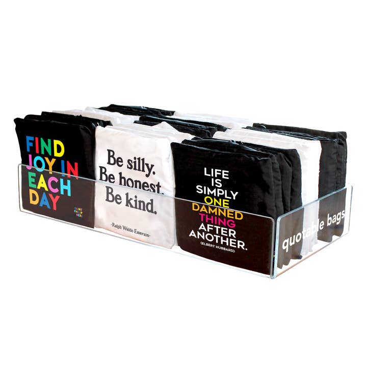 Quotable - Wholesale Retailer Display - Accessories - Fold-Up Bags Tabletop Display + Best-seller Fill