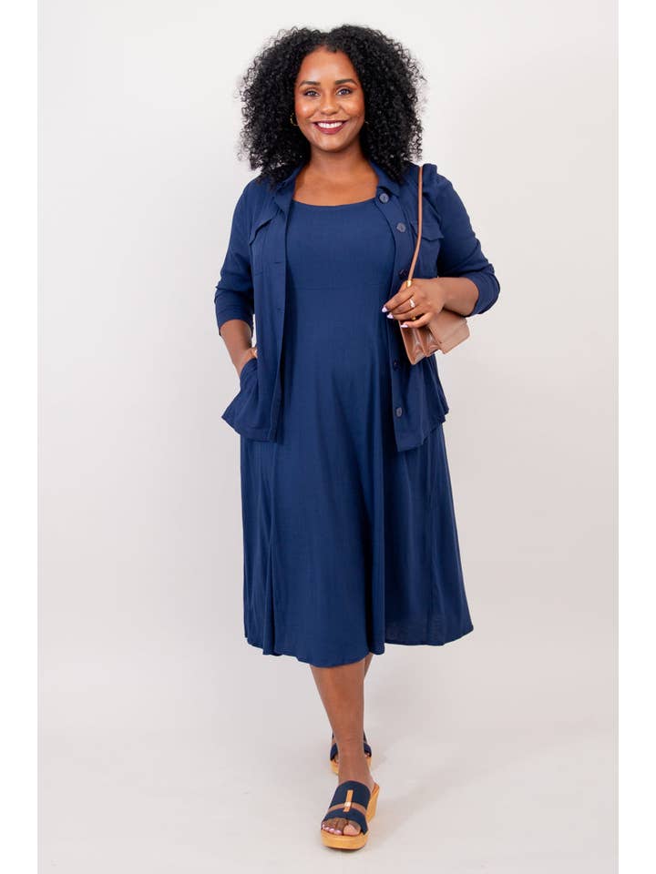 Blue Sky Clothing Co LLC – wholesale Dress – Women's – Shauna Dress, Indigo, Linen Bamboo6