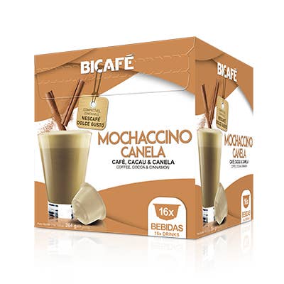 Bicafé - Venta al por mayor Café instantáneo/expreso - Bebida de canela mochaccino - Cápsulas compatibles con Dolce Gusto