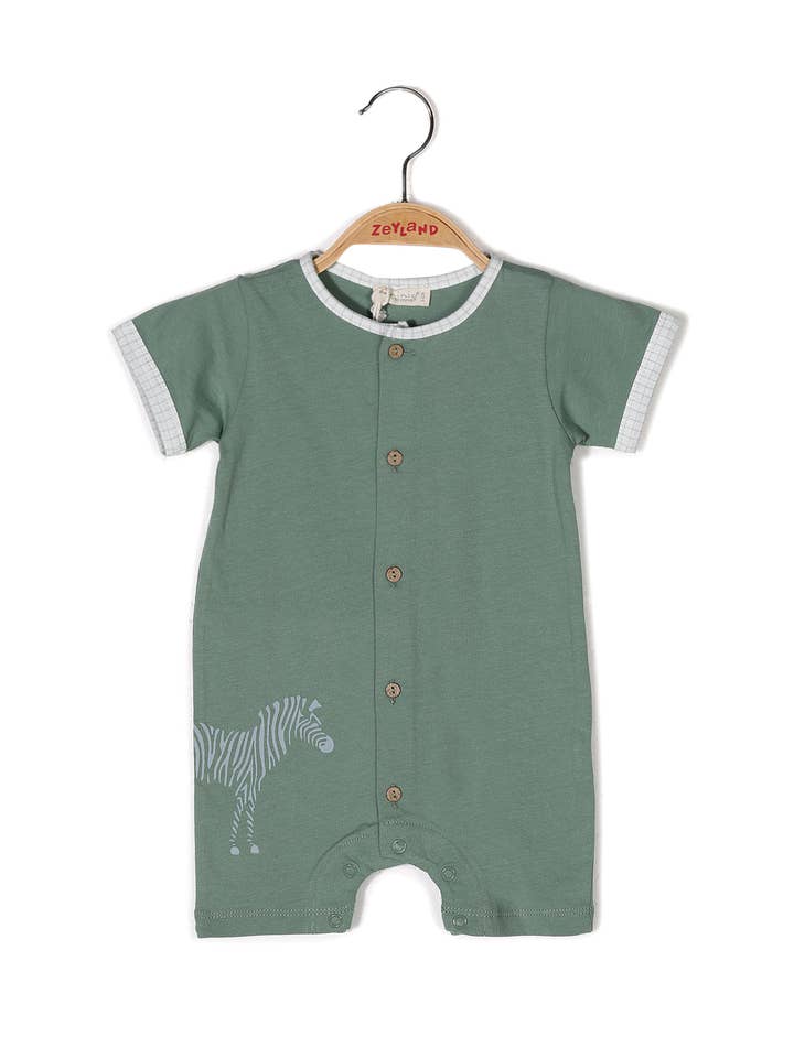 Baby Dreng Grøn Safari Mønstret Romper -231M1ZNG48 for engroshandel hos ZEYLAND