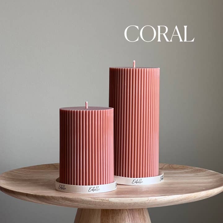 Estelle Studio - Wholesale Pillar Candle - Ribbed Pillar Candle Set