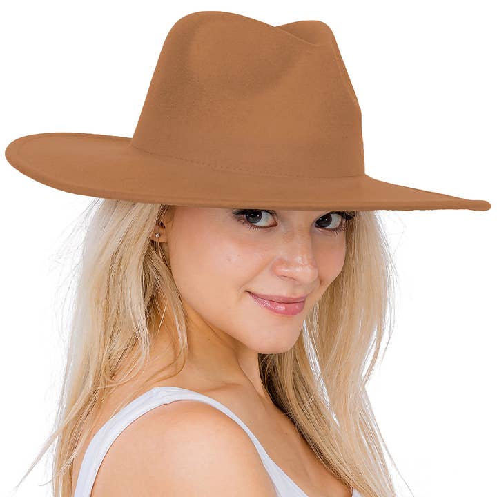 Cap Zone – Großhandel Fedora-Hut – Damen – Solider, schlichter Rancher-Hut mit breiter, flacher Krempe19