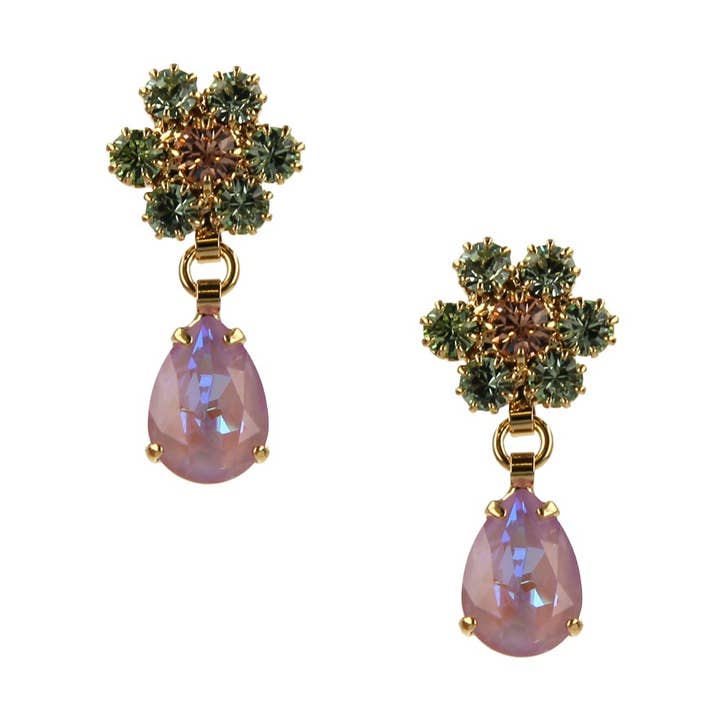 Myrte Purple Earrings - Gold, Handmade for wholesale by OTAZU