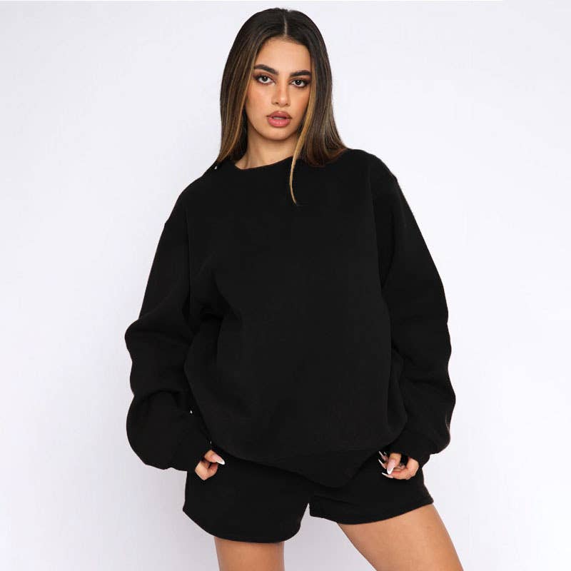 Masyal – wholesale Lounge set – Women's – Spring and Autumn Long Sleeve Sweatshirt Women's Shorts Set1