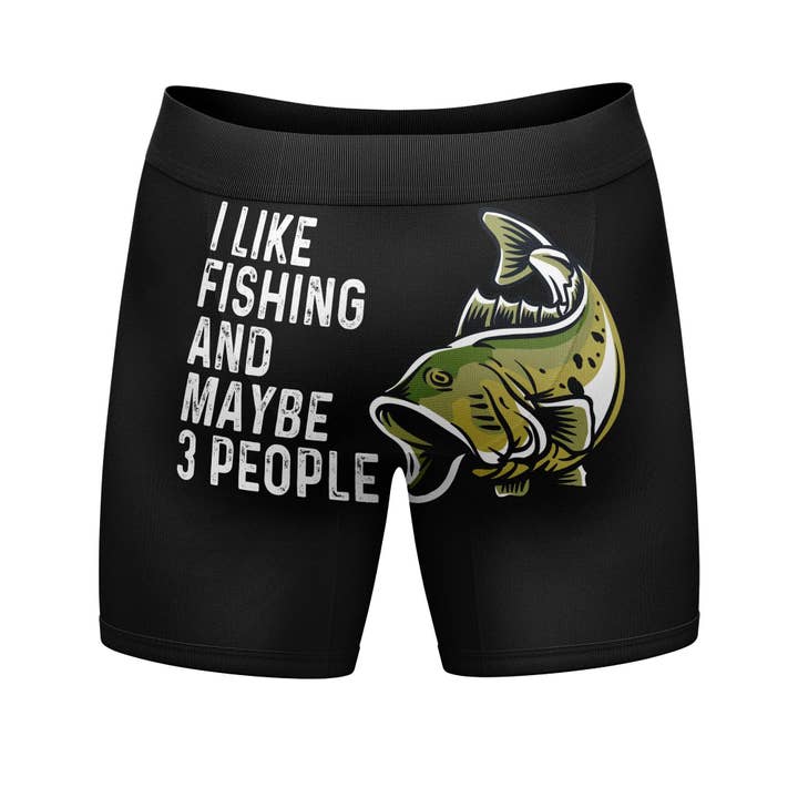 Black I Like Fishing And Maybe 3 People Boxer Briefs Fun Underwear for wholesale on Faire