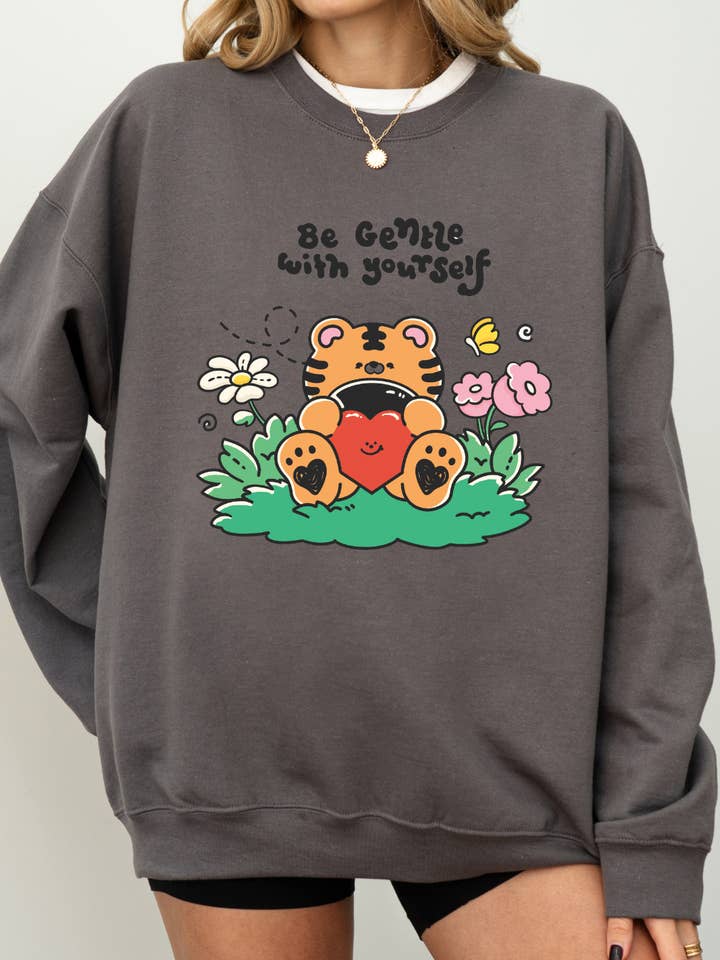 Be Gentle With Yourself Oversized Crewneck Sweatshirt for wholesale by Overthinker Apparel