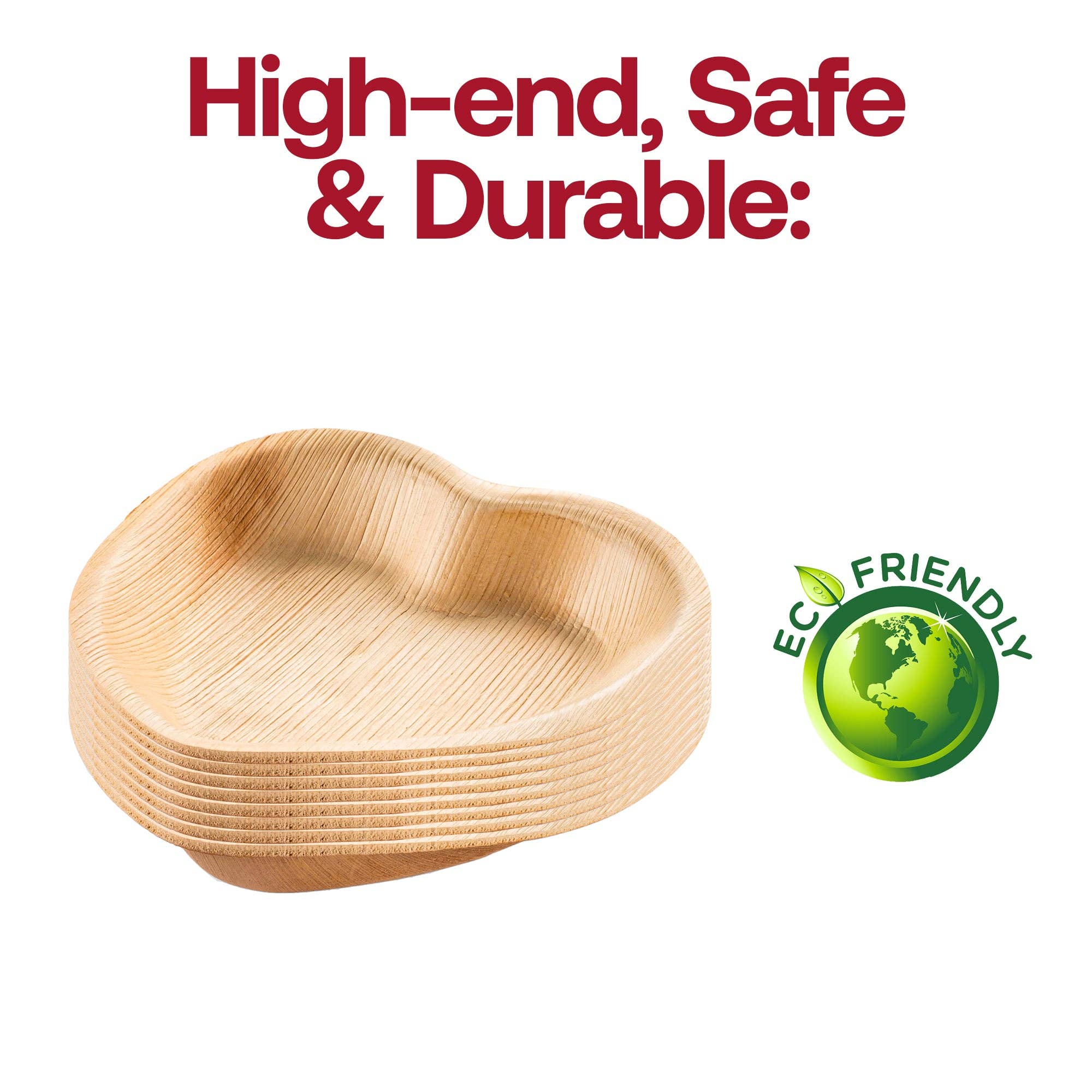 Smarty had a Party - Wholesale Salad Plate - 6" Heart Natural Palm Leaf Salad Plates - 100 pcs3