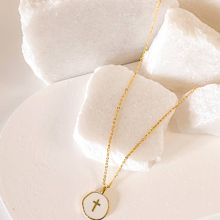 Bella Rey jewelry - Wholesale Pendant/Charm Necklace - The Lennon dainty cross charm necklace 18k gold plated