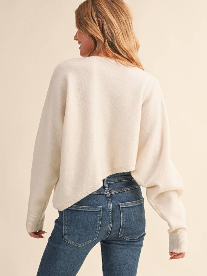&MERCI - Wholesale Knit Sweater - Women's - ASYMMETRICAL HEM SWEATER MSW1096415