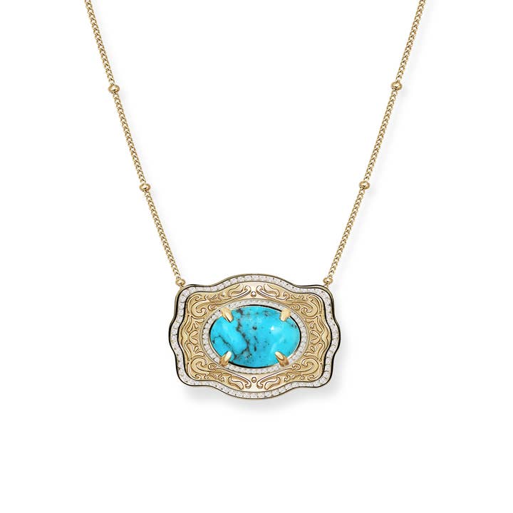 Belt Buckle Necklace (Oasis) - Gold for wholesale by SpurWest