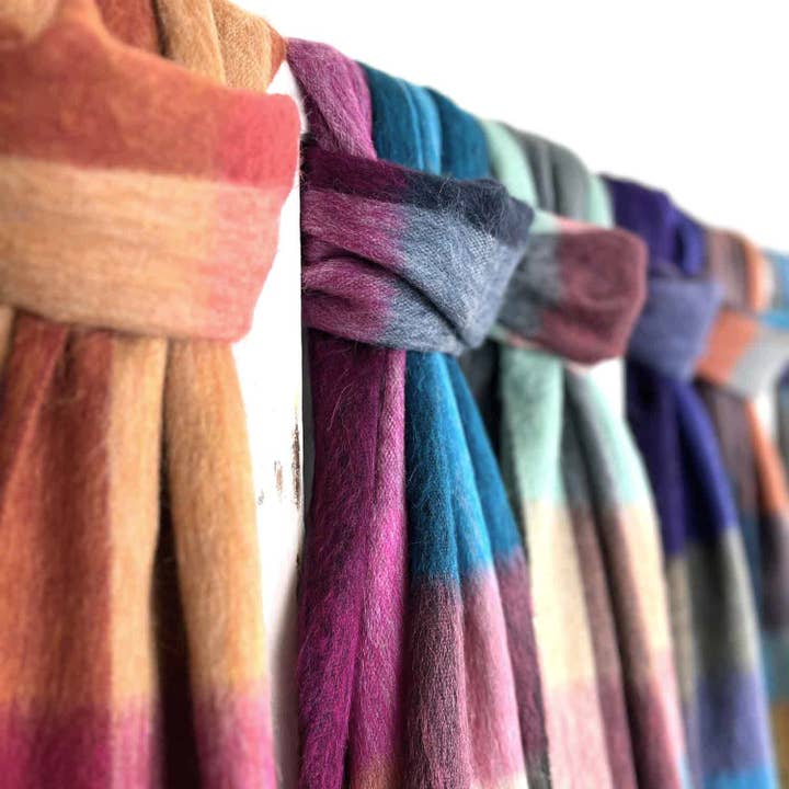 Shupaca Alpaca - Wholesale Scarf - Unisex - NEW! Alpaca Plaid Scarf - Steel