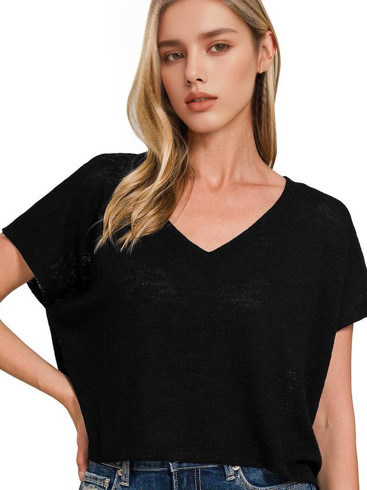 "._ Drop Shoulder Light weight Slub Sweater for wholesale by 42POPS