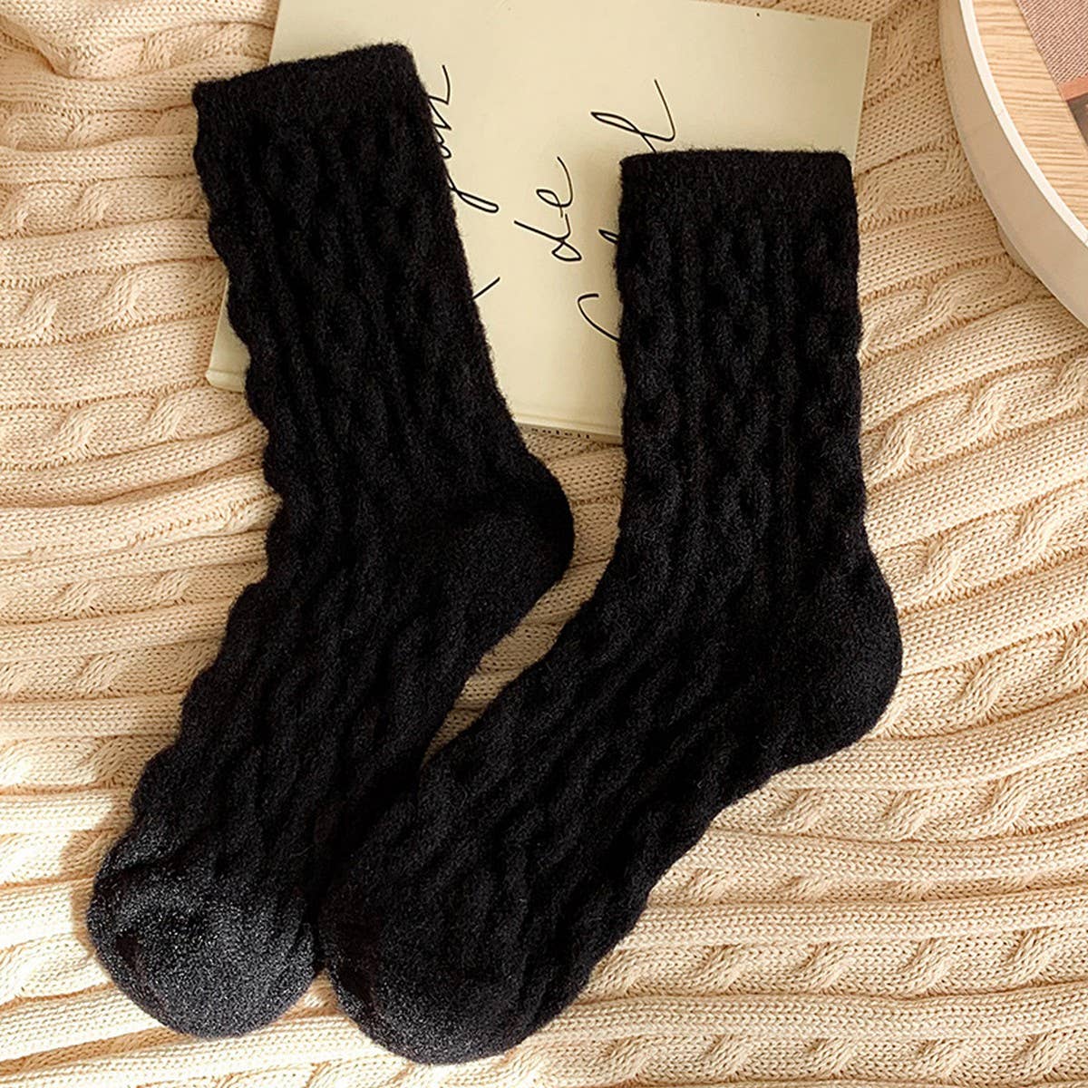 ACCITY - Wholesale Socks - Women's - Cable Knit Socks Women Candy Color Winter Warm_CWMS028830