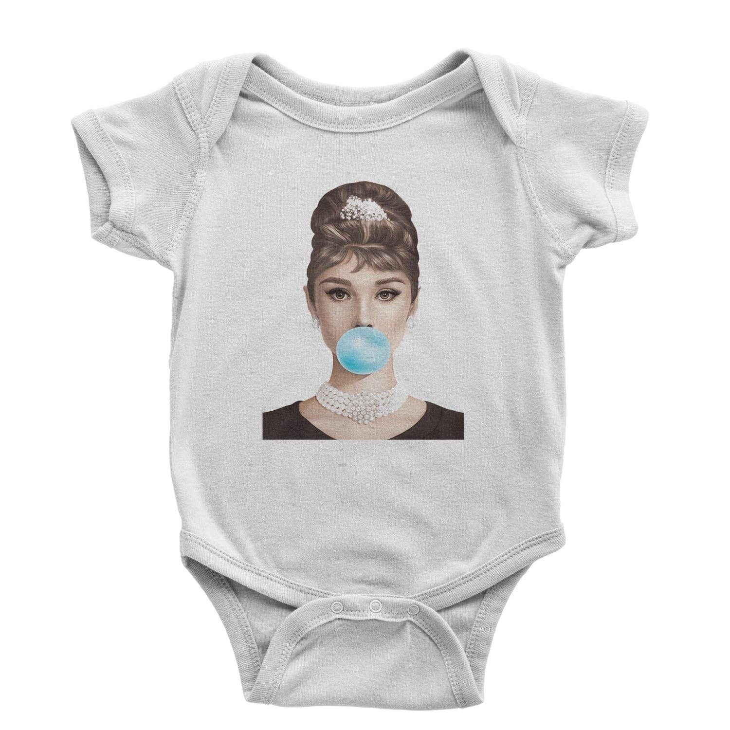 Expression Tees - Vente Body (sans pieds) – bébé - Barboteuse une pièce et t-shirt pour tout-petit Audrey Hepburn Chewing Bubble Gum American Icone1