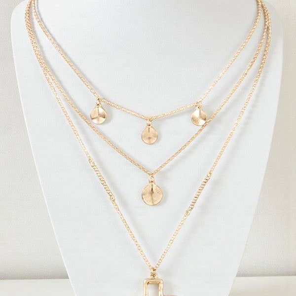 Andrea Bijoux - Wholesale Pendant/Charm Necklace - DISK LAYERED CROSS PENDANT NECKLACE3