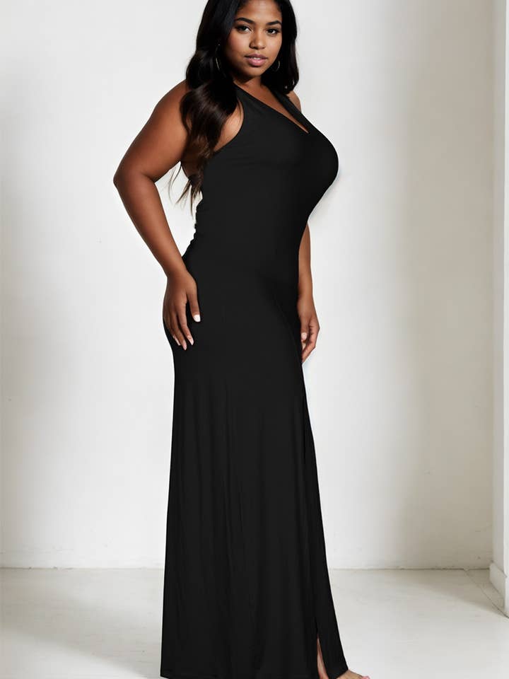 CAPELLA APPAREL - Vente Robe – femme - Robe maxi à encolure plongeante et fente sur les cuisses de grande taille2