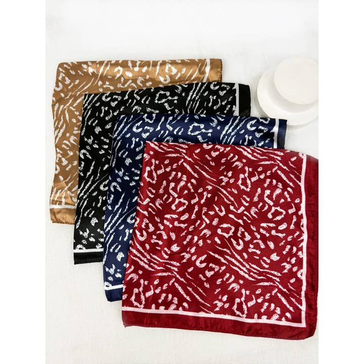 MIX COLOR Assorted Colors of Satin Leopard Print Scarf for wholesale on Faire