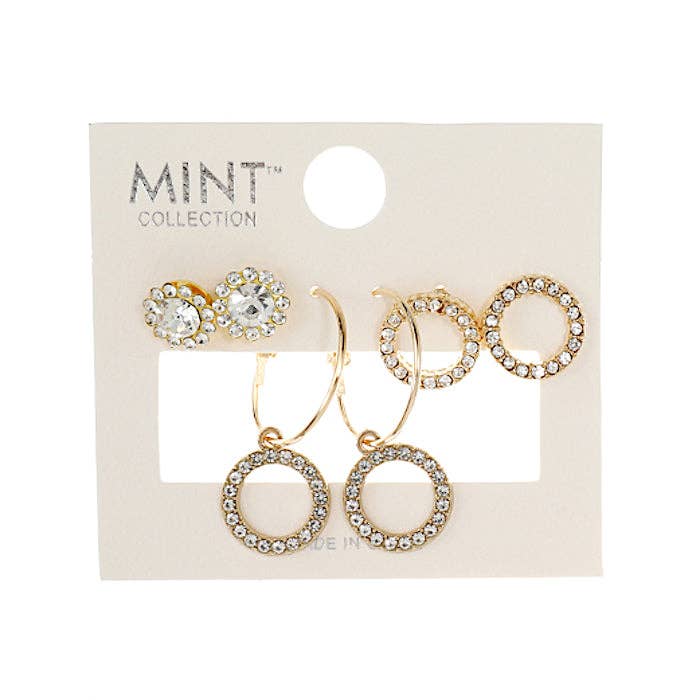 Atlas Fashion - Wholesale Jewelry Set - 3 Pair Circle Earring Set