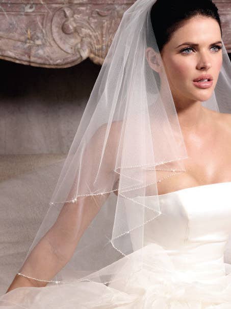 Japanese Matsuno Strass Stone Veil - Elegance Redefined in Single or Double Tier for wholesale by Bridal DIrect