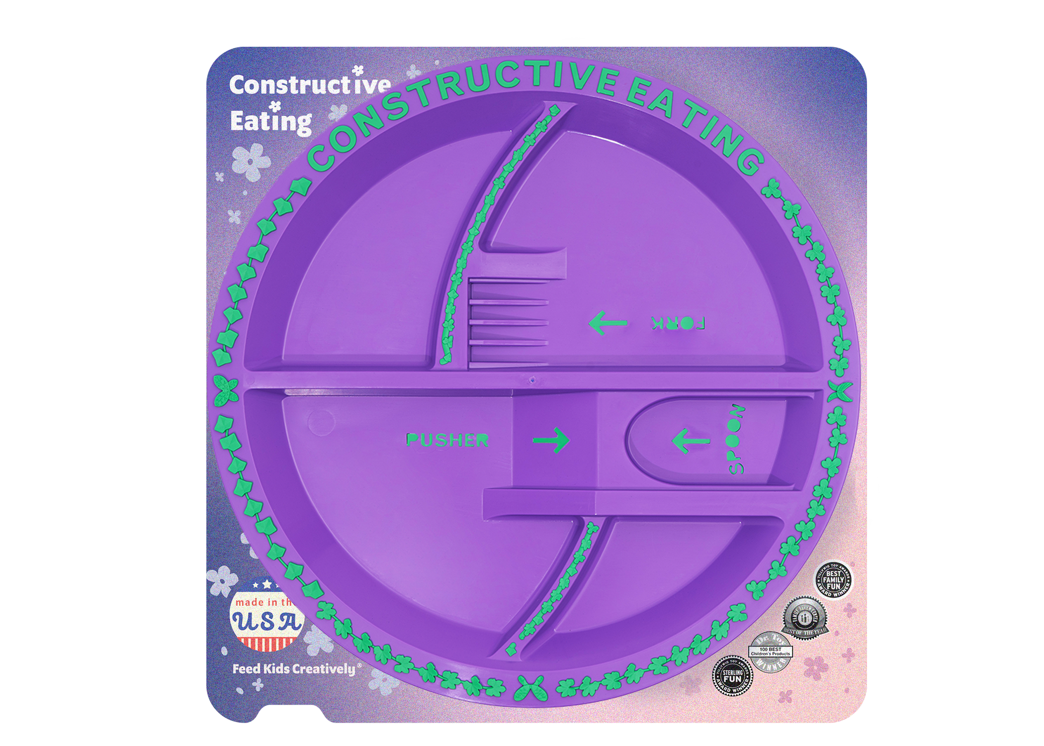 Constructive Eating – Prato - Crianças e bebés por atacado – Prato Garden para utensílios Garden Fairy1