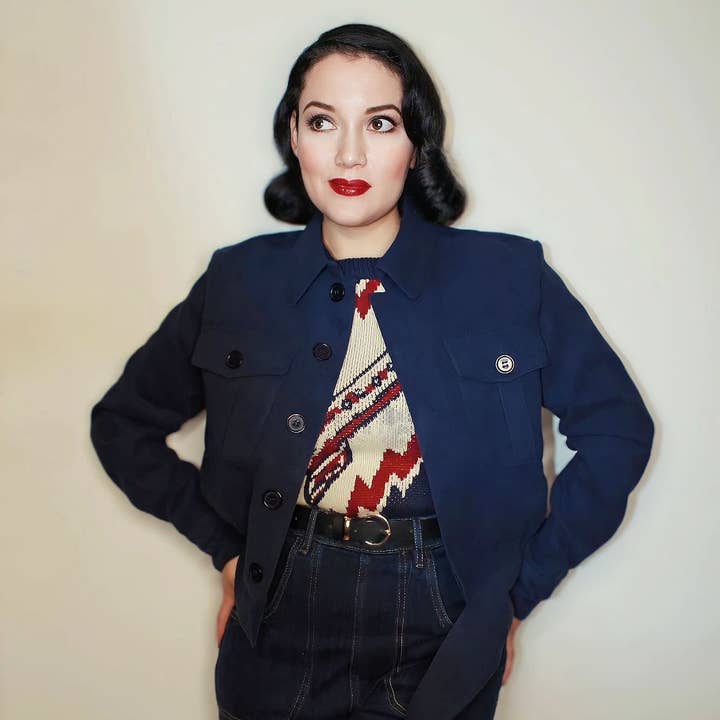 1940's Ida Work Jacket-Navy for wholesale by Astro Bettie