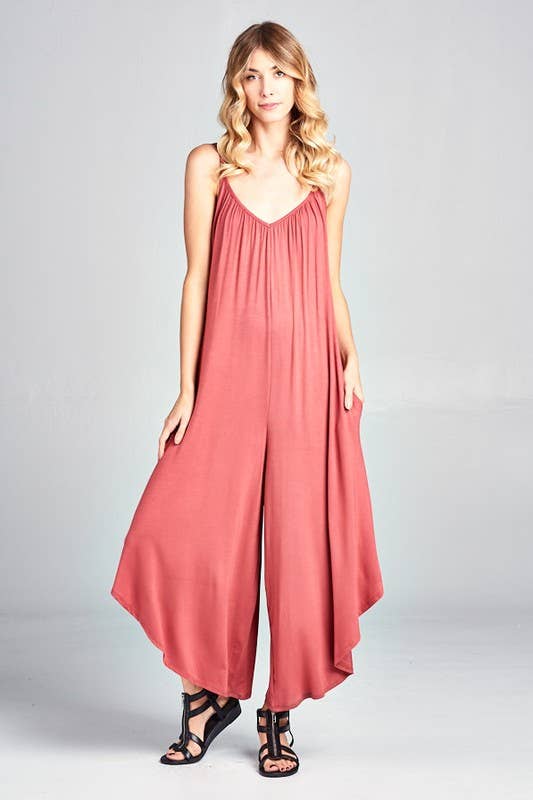 Emerald Collection - Wholesale Jumpsuit - Women's - ETK-4163-PL Solid Jumper with Pockets1